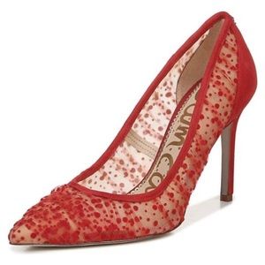 NWT Sam Edelman Hazel Red Dot Tulle Pointy Toe Pumps 8